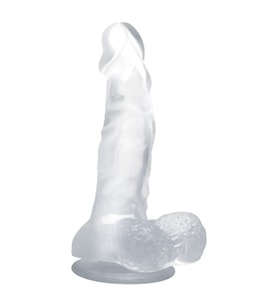 LilituShop 16,7 cm Şeffaf Realistik Damarlı Vantuzlu Dildo Penis