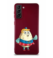 Samsung Galaxy S21 Plus Soft Premier Kapak Bayan Puff Tasarımlı Silikon Kılıf - Mürdüm (Şeffaf)