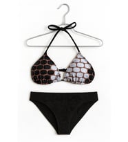 Retro Desen Üçgen Bikini Takımı – Siyah Alt Parça 0206-