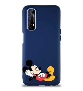 Realme 7 Soft Premier Kapak Mickey Mouse-F Tasarımlı Silikon Kılıf - Lacivert (Şeffaf)
