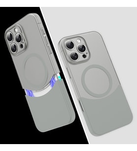 Apple iPhone 16 Pro Max Uyumlu Kılıf M-Safe Şarj Özellikli Mıknatıslı Zore Duble Kapak (Gri)