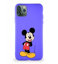 Apple iPhone 11 Pro Max Soft Premier Kapak Mickey Mouse-B Tasarımlı Silikon Kılıf - Mor (Şeffaf)