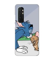 Xiaomi Mi Note 10 LITE Uyumlu Tom ve Jerry Tasarımlı Şeffaf Telefon Kılıfı