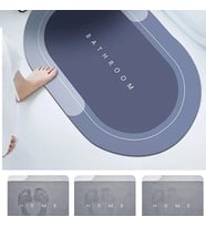 TRENDESK Sihirli Su Emici Anında Kurutma Banyo Paspası Kaymaz Tabanlı  Mikrofiber Banyo Matı (Mavi)