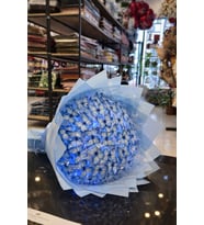 Led Işıklı Mavi Kelebek Buketi - Dekoratif Çiçek Buketi, Sevgiliye Romantik Hediye