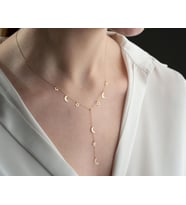 Kişiye Özel Tasarım Çoklu Yıldız ve Ay Y Kolye 925K Gümüş (Gold)