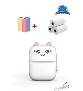 Mini Fotoğraf Yazıcı Kablosuz Etiket Yazıcı Baskı Makinesi Uyumlu Termal Printer Pembe