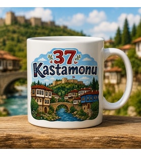 37 Kastamonu Renkli İllüstrasyon Şehir Temalı Kupa
