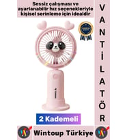 #Vantilatör Kompakt Sessiz Yoğun Üflemeli 2 Kademeli Şarjlı Sevimli Ayıcıklı Mini El Fanı Vantilatör