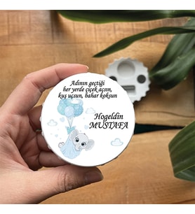 Mavi Balonlu Yavru Fil Temalı Kişiye Özel Baskılı Açacak 1 2 3 4 5 ... Yaş Magnet