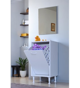 Eliusta Sare 50 cm Beyaz Sepetli Banyo Dolabı,Mutfak Dolabı 50x75x32,5 cm Oyuncak Sepeti Çok Amaçlı Dolap
