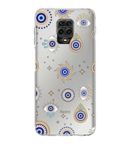 PrintiFy Xiaomi Redmi Note 9s ile Uyumlu Nazar Boncuğu 5  Kamera Korumalı Şeffaf Silikon Kılıf