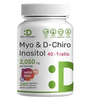 DEAL SUPLAMENT Myo-Inositol D-Chiro Inositol (40:1) 2,050mg 240 Veggie Capsules with Folate, Vitamin D3 Vitex Hormonal Balance.Abd Menşei.51.