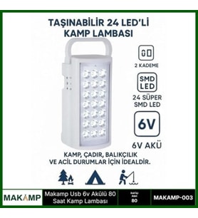 USV 6V AKÜLÜ 80 SAAT KAMP LAMBASI IŞILDAK