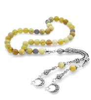Kararmaz Metal Ayyıldız Püsküllü Küre Kesim Opal Doğaltaş Tesbih
