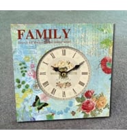 MUTFAK SAATLERİ SERİSİ-MB KARE FAMILY TEMALI MASA SAATİ-KÜÇÜK-16*16*3 CM