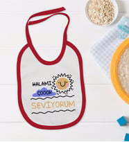 BK Kids Halamı Çok Seviyorum Tasarımlı Kırmızı Bebek Mama Önlüğü-1