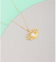 925 Ayar Gümüş Opal Taşlı Lotus Çiçeği Kolye