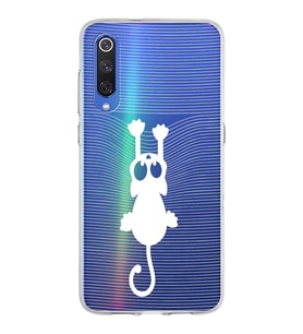 Xiaomi Mi 9 Uyumlu Kapak Çizgi Kedi Tasarımlı Şeffaf Silikon Kılıf