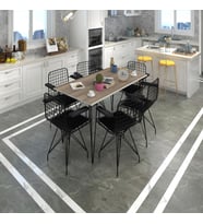 Knsz masa sandalye takımı hem75mazlum crdsyh 130*090 klç 6 sandalye syhsyh kolçaklı