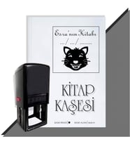 Kişiye Özel  Gülen Kedi Emoji Tarihli Kitap Kaşesi (Siyah)