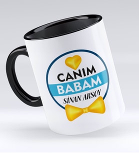BK Gift Kişiye Özel Canım Babam Tasarımlı Siyah Kupa Bardak - Model 1