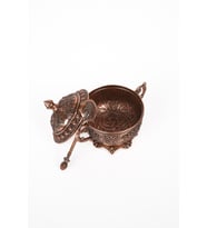 DMT COPPER HOME Gaziantep Bakır Zamak Şekerlik Kase yükseklik 11 cm Genişlik 13 cm&(KAŞIK DAHİL)