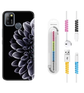 INFINIX Smart 4 5 6 Zero 8 S5 Pro Kılıf Kablo Koruma Spiral Silikon Çiçekler 1639
