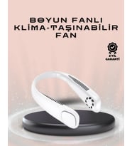 Giyilebilir Sessiz Fan 224g Hafif, Bladeless Güvenli Tasarım, 5 Vitesli Soğutma, USB Şarjlı Fan