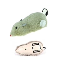 Kurmalı Hareketli Peluş Kedi Oyuncağı (Avcı Fare) - Krem