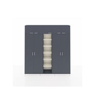 Arges Dolap 12 Raflı 9 Kapaklı 2 Askılı 220x30x243 Antrasit-Antrasit/Aytaşı