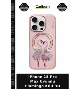 iPhone 15 Pro Max Uyumlu Flamingo Kılıf 3D Telefon Koruma Şarj Özellikli Kamera Korumalı