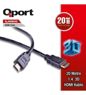 QPORT Q-HDMI20 20metre HDMI Görüntü Kablosu 3D Gold 1.4v