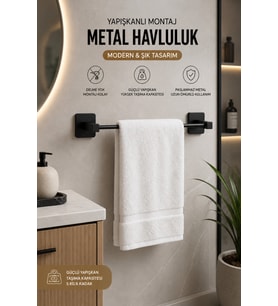 Siyah Uzun Havluluk Kare Yapışkanlı