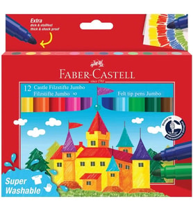 FABER CASTELL 154311 SÜPER YIKANABİLİR JUMBO KEÇELİ KALEM SETİ 12'Lİ (RENK)