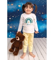 Pia Baby Premium %100 Pamuk İsme Özel Çocuk Pijama Takımı 1-8 Yaş 5055-14 (Sarı)