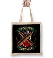 Just The Tip I Promise USA Flag Bullet Pun Bez Çanta Uzun Saplı
