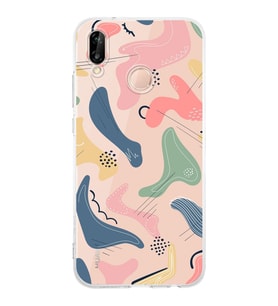 Huawei P20 Lite Uyumlu Kamera korumalı Kapak Abstract Tasarımlı  Şeffaf Kılıf