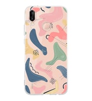 Huawei P20 Lite Uyumlu Kamera korumalı Kapak Abstract Tasarımlı  Şeffaf Kılıf