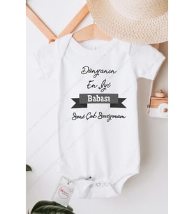 Dünyanın En İyi Babası Özel Tasarım Bebek Zıbın Pamuklu Çıtçıtlı Body