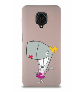 Xiaomi Redmi Note 9 Pro Soft Premier Kapak Pearl Yengeç Tasarımlı Silikon Kılıf - Pudra (Şeffaf)