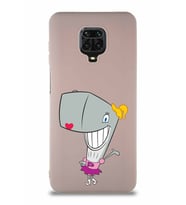 Xiaomi Redmi Note 9 Pro Soft Premier Kapak Pearl Yengeç Tasarımlı Silikon Kılıf - Pudra (Şeffaf)