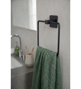 Yapışkanlı Siyah Kare Havluluk Duvar Tipi Delme Gerektirmez Banyo Havlu Askılığı S-130 - KTS Kont Se