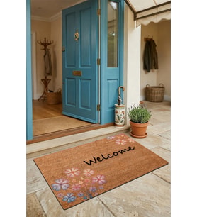 Valerine Life Kapı Önü Paspası 45x70cm Kaymaz Taban iç Dış Mekan Verbena Hastata Mine Çiçeği