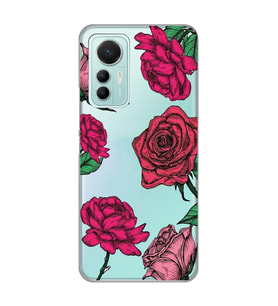 Xiaomi Mi 12 Lite Uyumlu Gül Desenli Şeffaf Telefon Kılıfı