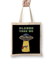 Retro Pixel Please Take Me Alien Abduction Bez Çanta Uzun Saplı