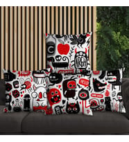 eJOYA Graffiti Tasarımlı 4'lü Yastık İçi Ve Kırlent Kılıfı 45cm 113841