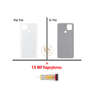 Oppo A15 Beyaz Uyumlu Arka Kapak + B7000 Yapıştırıcı Arka Cam Batarya Pil Kapağı Lazer Kesim