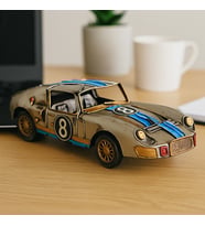 Dekoratif Metal Araba – El Yapımı Nostaljik Yarış Arabası Modeli – 20x8 cm – Ofis & Ev Masa Üstü Süs (Karışık)
