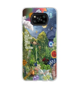 Poco X3 Pro / X3 NFC Uyumlu Doğa Kolaj Aesthetic Tasarımlı Şeffaf Telefon Kılıfı